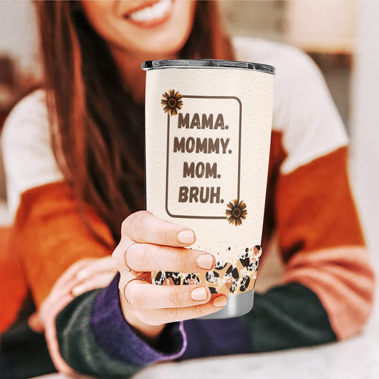 Mama. Momy, Mom, Bruh (Leopard) - Personalized Tumbler Cup