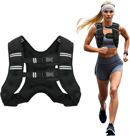 Weight Vest with Reflective Stripe for Workout, Strength Training, Running, Fitness, Muscle Building, Weight Loss, Weightlifting.