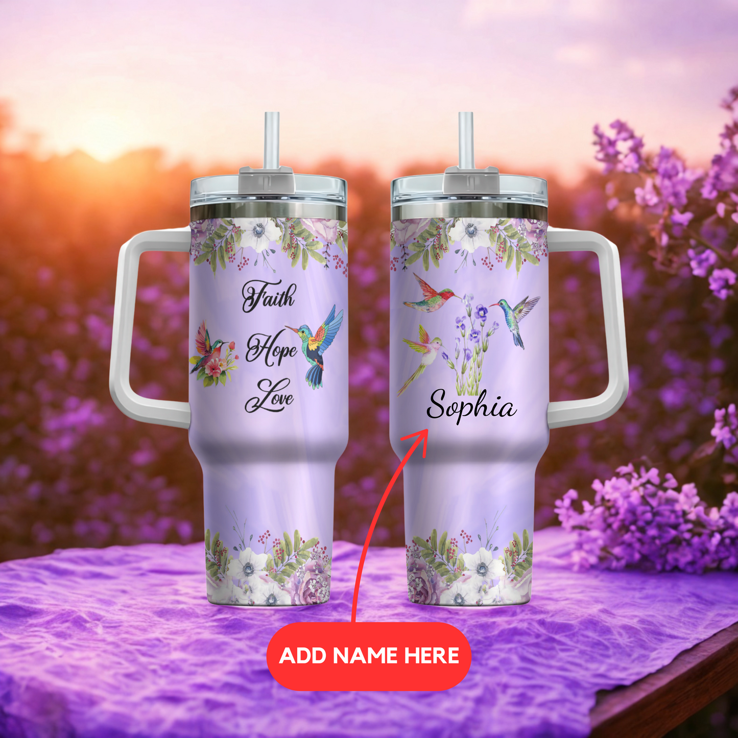Faith, Hope, Love - Personalized 40oz Tumbler Cup