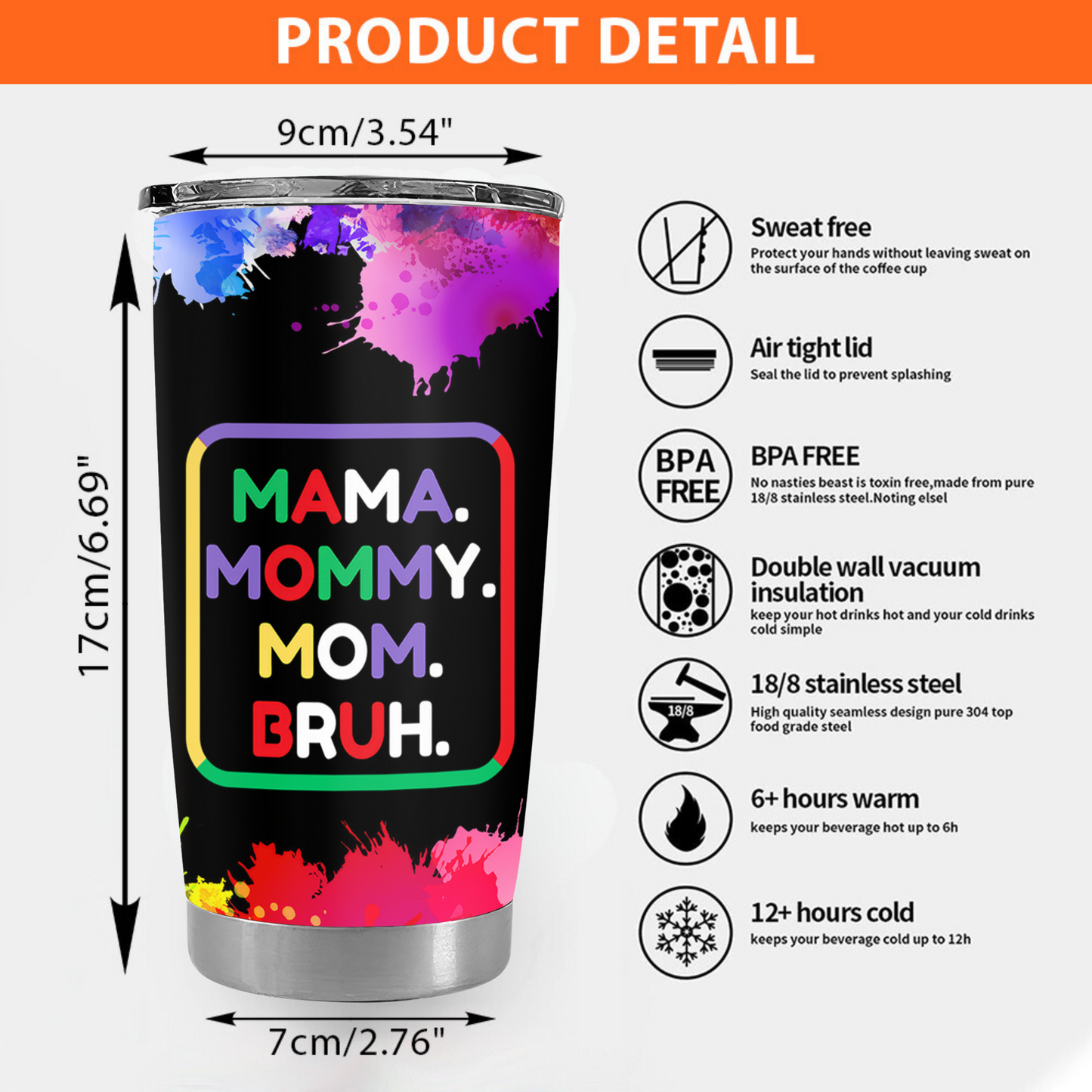 Mama, Mommy, Mom, Bruh (Colorful) - Personalized Tumbler Cup