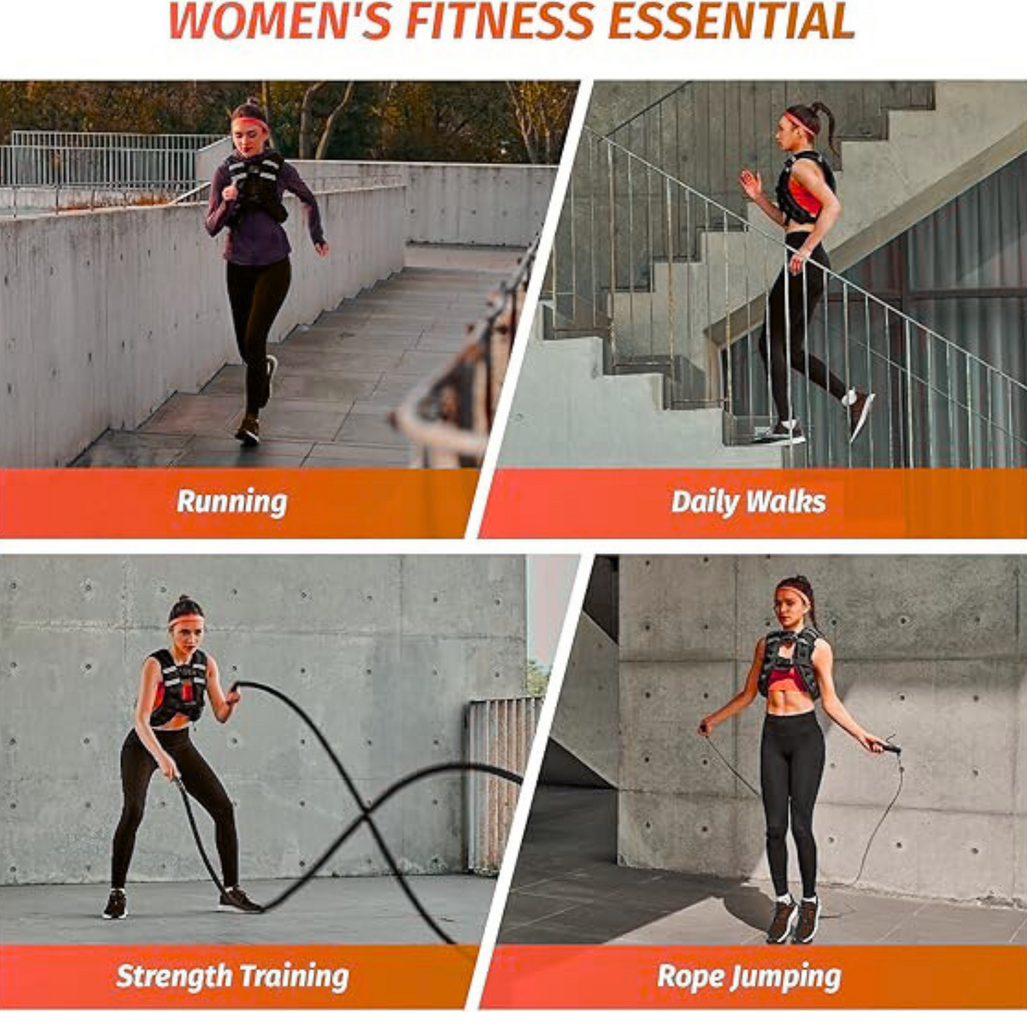 Weight Vest with Reflective Stripe for Workout, Strength Training, Running, Fitness, Muscle Building, Weight Loss, Weightlifting.