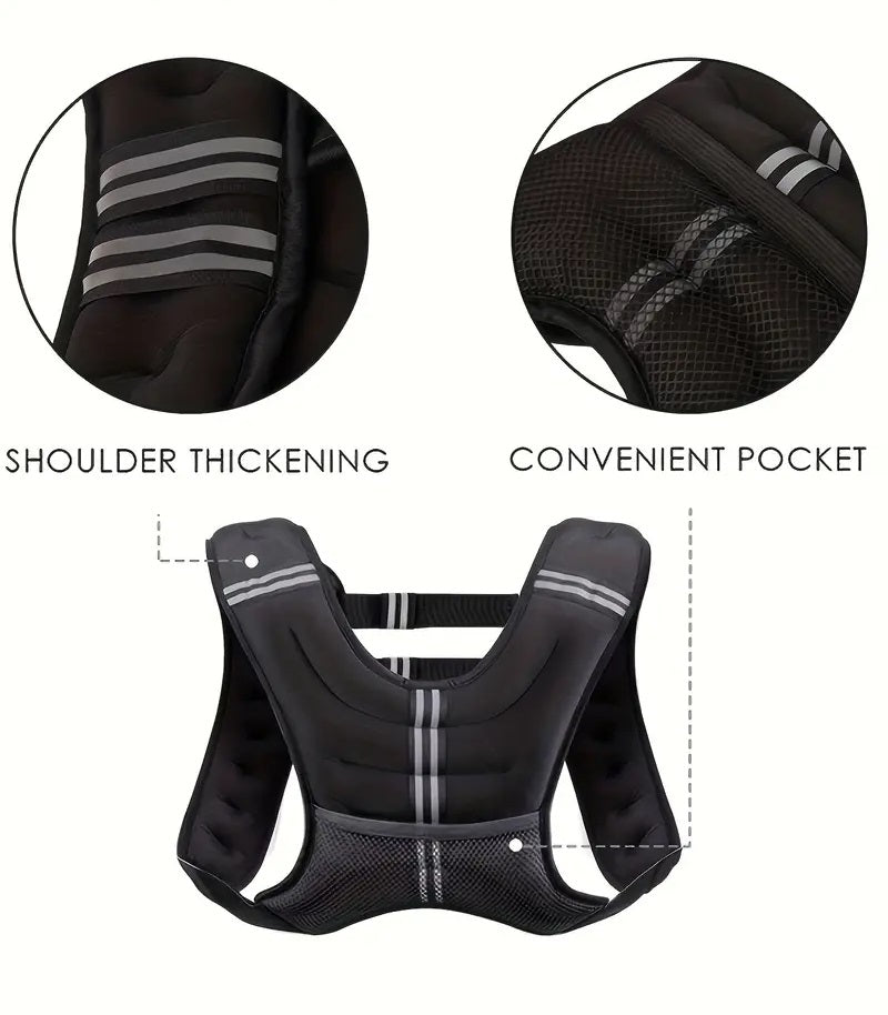 Weight Vest with Reflective Stripe for Workout, Strength Training, Running, Fitness, Muscle Building, Weight Loss, Weightlifting.