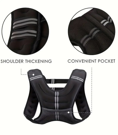 Weight Vest with Reflective Stripe for Workout, Strength Training, Running, Fitness, Muscle Building, Weight Loss, Weightlifting.