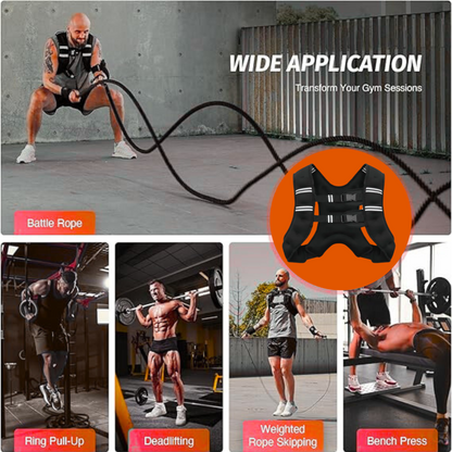 Weight Vest with Reflective Stripe for Workout, Strength Training, Running, Fitness, Muscle Building, Weight Loss, Weightlifting.